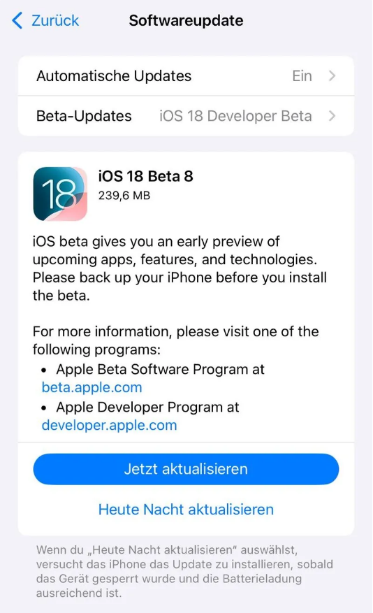 游仙苹果手机维修分享苹果 iOS / iPadOS 18 开发者预览版 Beta 8 发布 